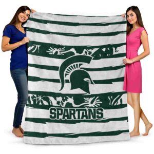 customized michigan state spartans floral stripes green white blanket fashion forward