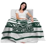 customized michigan state spartans floral stripes green white blanket best selling