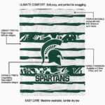 customized michigan state spartans floral stripes green white blanket best selling