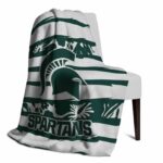 customized michigan state spartans floral stripes green white blanket best selling