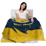 customized michigan wolverines grunge streaks blue blanket best selling