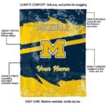 customized michigan wolverines grunge streaks blue blanket best selling
