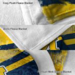 customized michigan wolverines grunge streaks blue blanket best selling