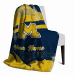 customized michigan wolverines grunge streaks blue blanket best selling