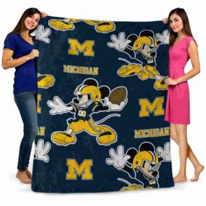 customized michigan wolverines mickey blue blanket fashion forward