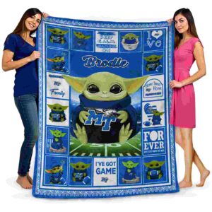 customized middle tennessee blue raiders baby yoda blue blanket fashion forward