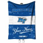 customized middle tennessee blue raiders grunge texture blue white blanket best selling