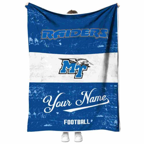customized middle tennessee blue raiders grunge texture blue white blanket best selling