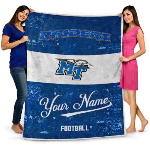 customized middle tennessee blue raiders grunge texture blue white blanket fashion forward