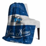 customized middle tennessee blue raiders grunge texture blue white blanket best selling