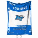 Customized Middle Tennessee Blue Raiders Paint Strokes Blue White Blanket 1 customized middle tennessee blue raiders paint strokes blue white blanket best selling