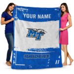 customized middle tennessee blue raiders paint strokes blue white blanket best selling