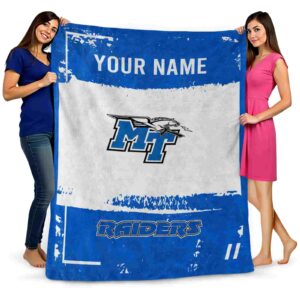 customized middle tennessee blue raiders paint strokes blue white blanket fashion forward