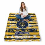 customized milwaukee brewers floral stripes navy blue white blanket high quality