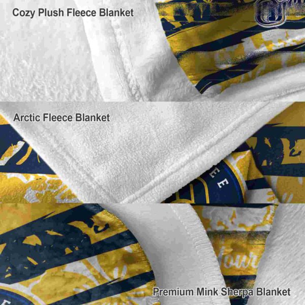 customized milwaukee brewers floral stripes navy blue white blanket premium grade