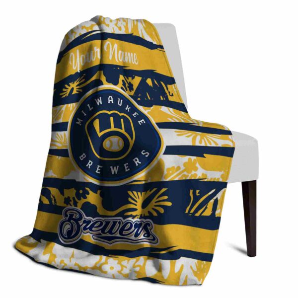 customized milwaukee brewers floral stripes navy blue white blanket top rated