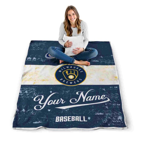 customized milwaukee brewers grunge texture navy blue white blanket high quality