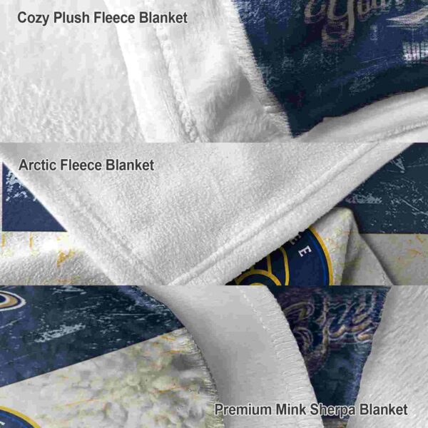 customized milwaukee brewers grunge texture navy blue white blanket premium grade