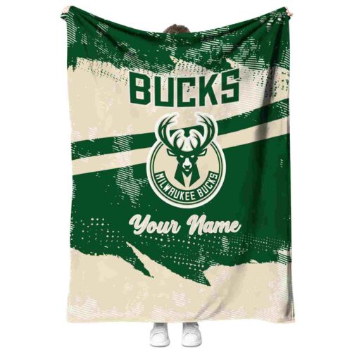 customized milwaukee bucks grunge streaks green blanket best selling