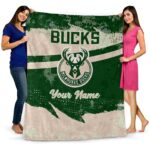 customized milwaukee bucks grunge streaks green blanket best selling