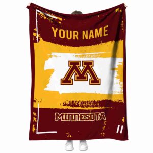 customized minnesota golden gophers paint strokes maroon white blanket best selling