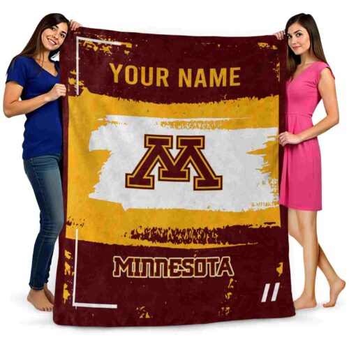 customized minnesota golden gophers paint strokes maroon white blanket fashion forward
