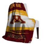 customized minnesota golden gophers paint strokes maroon white blanket best selling