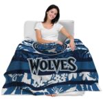 customized minnesota timberwolves floral stripes midnight blue white blanket best selling