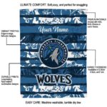 customized minnesota timberwolves floral stripes midnight blue white blanket best selling