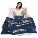 customized minnesota timberwolves grunge texture midnight blue white blanket best selling