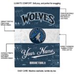 customized minnesota timberwolves grunge texture midnight blue white blanket best selling