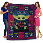 customized minnesota twins baby yoda navy blanket best selling
