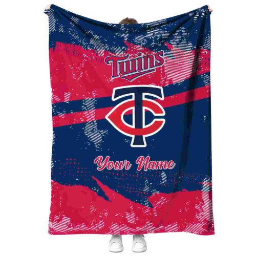 customized minnesota twins grunge streaks navy blanket best selling