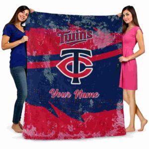 customized minnesota twins grunge streaks navy blanket fashion forward