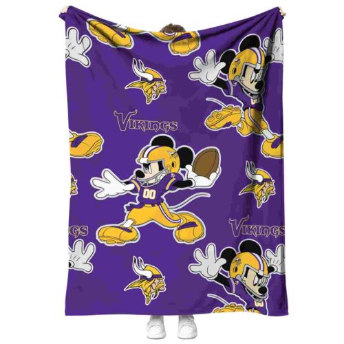 customized minnesota vikings mickey purple blanket best selling