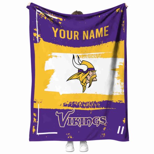customized minnesota vikings paint strokes purple white blanket best selling