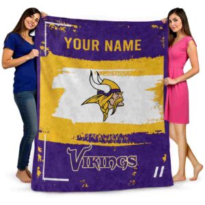customized minnesota vikings paint strokes purple white blanket fashion forward