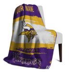 customized minnesota vikings paint strokes purple white blanket best selling