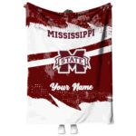 customized mississippi state bulldogs grunge streaks maroon blanket best selling