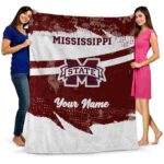 customized mississippi state bulldogs grunge streaks maroon blanket best selling