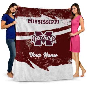 customized mississippi state bulldogs grunge streaks maroon blanket fashion forward