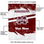 customized mississippi state bulldogs grunge streaks maroon blanket best selling