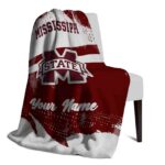 customized mississippi state bulldogs grunge streaks maroon blanket best selling