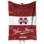customized mississippi state bulldogs grunge texture maroon white blanket best selling