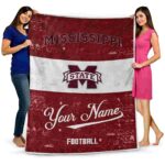 customized mississippi state bulldogs grunge texture maroon white blanket best selling