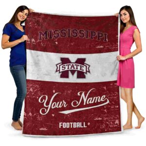 customized mississippi state bulldogs grunge texture maroon white blanket fashion forward