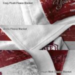 customized mississippi state bulldogs grunge texture maroon white blanket best selling