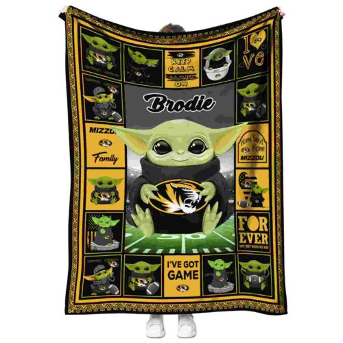 customized missouri tigers baby yoda black blanket best selling