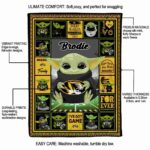 customized missouri tigers baby yoda black blanket new arrival