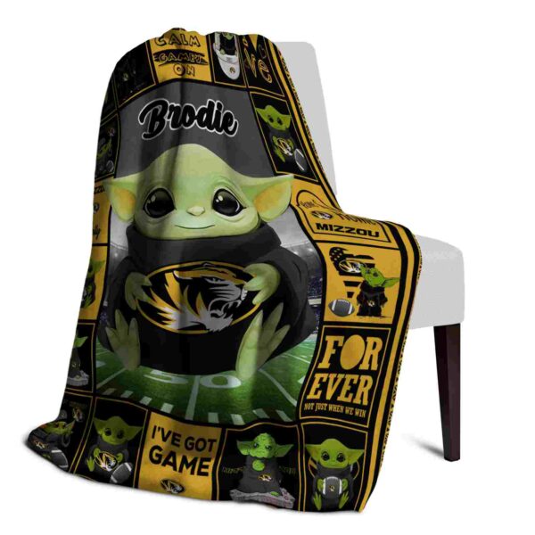 customized missouri tigers baby yoda black blanket top rated